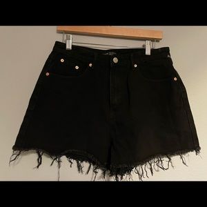 High waisted black jean shorts